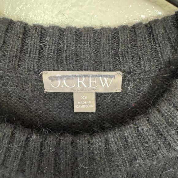 J.Crew High Rib Pullover Sweater SZ XS Black Wool Alpaca Crew Neck Long Sleeve - Picture 3 of 6